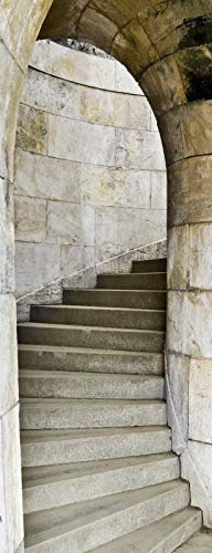 A.Monamour Türtapete Selbstklebend Türfolie Türposter 3D Steintreppe Treppe In Der Alten Architektur des Turms Vinyl Folie Türdeko Tapete Wandbild Türaufkleber Türtattoo 90 x 200 cm