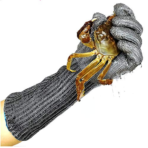 WXYZ Guantes Anticortes Guantes de trabajo resistente al corte de metal de acero inoxidable alargados, guantes de trabajo de seguridad antideslizantes y resistentes a los pinchos, utilizados for captu