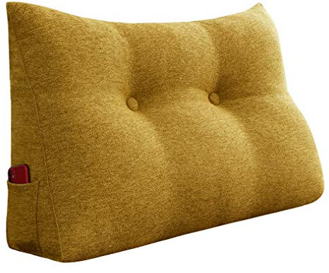 Johnear Rückenkissen Keilkissen Bett Lesekissen，Rückenlehne Kissen für Sofa Lendenkissen Bettkopfteil, Großes Dreieckige Bettkeil Bücherkissen Stützkissen (Gelb，60cm)