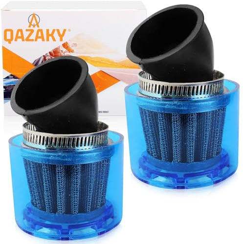 QAZAKY Pack of 2 44mm 45mm 46mm Air Filter 45 Degree Bend Splash Proof Plastic Cover Waterproof Motorcycle ATV Quad Scooter Go Kart Moped 47cc 49cc 50cc 90cc 110cc 125cc 150cc 200cc 250cc GY6 1.77inch