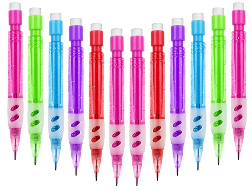 Cobee Lot de 12 mini porte-mines avec gomme, porte-mine automatique avec protège-main en silicone pour écrire, dessiner, esquisser