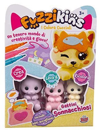 Grandi Giochi Fuzzikins I Colora, Schläfrige Kätzchen, Welpen zum Ausmalen, Waschen und Färben-FUZ00007, FUZ00007
