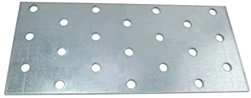 AERZETIX - C58301 - Satz mit 4 Platten montage perforiert 60x140x2mm mit 21 löcher - aus verzinktem stahl Z275 - befestigung aus metall holz - farbe silber