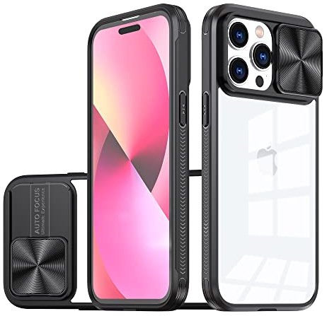 Dqtaoply Dqtaoly Coque Transparente pour iPhone 14 Pro Max Case avec Lentille Coulissante Caméra Protection Étui, Antichoc Silicone TPU + PC Dur Housse pour iPhone 14 Pro Max(Noir)