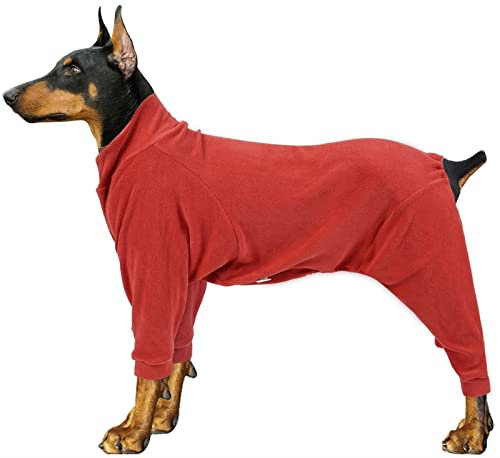 DHGTEP Hundemantel für Winter, Hundepullover Fleece mit Beinen, Hundejumpsuit Gemütlicher Strampler Warme Jacke Weste für kleine mittlere große Hunde (Color : Red, Size : XX-Large)