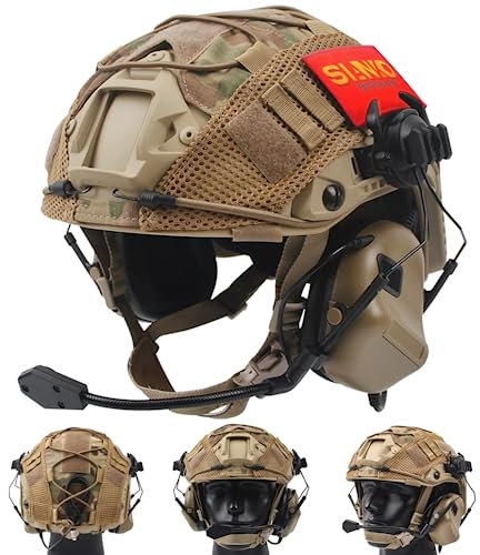 Airsoft - Casco táctico rápido para juegos militares con reducción de ruido HD Multicam Casco, para caza, paintball, CS Cosplay (Tan/M)