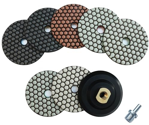 Waies 100mm Diamant-Schleifpad für Trockenschliff Klettaufnahme, für Granit Stein Beton Marmor Bodenschleifer oder Polierer (Grit 50/100/200/400/800/1500/3000)
