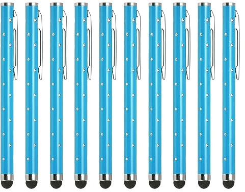 uxcell 10pcs Glitter Rhinestone Stylus Pens for Touch Screens Universal Metal Capacitive Pen for Phone All Capacitive Touch Screen Device, Blue