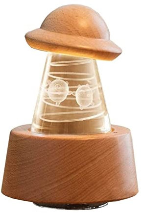 Spieluhr Musikbox, Kristallkugel-Spieluhr Aus Holz, Drehbar Mit LED-Induktionslicht, Nachtlicht-Spieluhr Für Geburtstag Musikspieluhr Spieldose (Color : C, Size : As Shown)