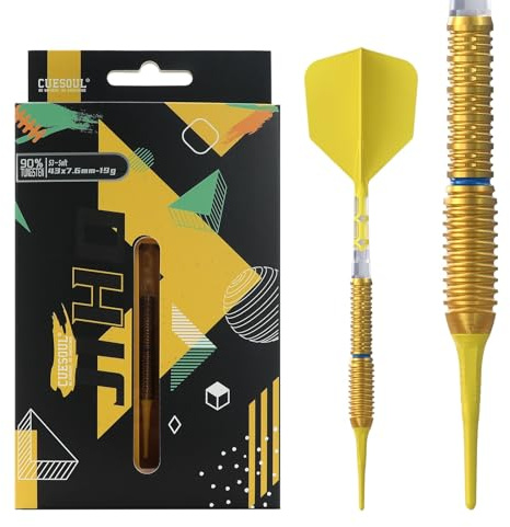 CUESOUL JIHO S3 19g Jeu de fléchettes à Pointe Souple 90% tungstène avec revêtement en Titane et vol Rost T19 unificateur