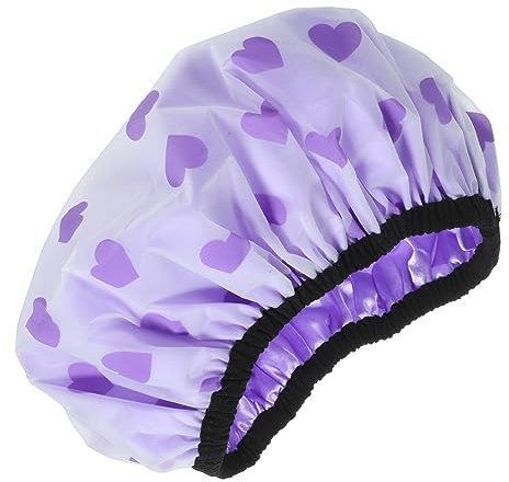Duschhaube für Damen mit Muster, Doppellagig, Satin und Eva, Violett