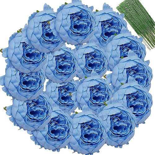 FagusHome 25 Pièces Têtes de Fleurs de Pivoine Artificielle en Soie 10,2 cm Fausses Têtes de Fleurs de Pivoine avec Tiges Têtes de Fleurs de Pivoine Artificielle en Gros pour Décoration de Mariage et