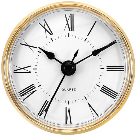 PATIKIL 70mm Quarz Uhrwerk Wanduhr, Stille Römische Ziffern Kaminuhren, Ersatz für Tischuhr, Stehuhr, Standuhr (Goldfarben/Weiß, Stil 9)