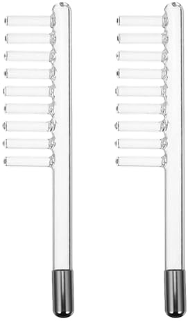 Beavorty Lot de 2 accessoires pour appareils d'électrothérapie - à haute fréquence - Barre d'électrode - Peigne à haute fréquence - - Peigne électrique - Verre transparent