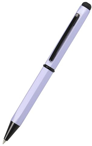 𝗢𝗡𝗟𝗜𝗡𝗘 Kugelschreiber Hexagon Stylus Lila, sechseckiger Kugelschreiber aus Aluminium, auswechselbare D1-Mine, Schreibfarbe blau, Stift mit Touchpen, 1 Stück