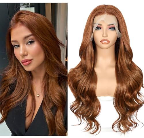 Sapphirewigs 13x4 Lace Front Perücke Synthetische Auburn Perücken 26 inch
