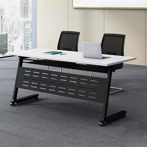 Faltbarer Konferenztisch mit Rollen, modulare Besprechungstische für Büro und Klassenzimmer, rechteckiger, mobiler Klapptisch, Trainingstisch (weiß, 119,4 x 50,8 x 73,7 cm)