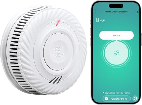 Detector de Humo Smart con Alarma de Incendio, Alarma de Humo con Sensor Fotoeléctrico Avanzado,Alarma de Incendio con Monitoreo Remoto a través de App,Batería de 10 Años de Vida Útil,Alarma 85dB.1PCS