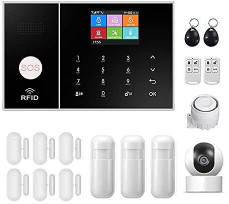Sistema de Alarma para Casa, El de alarma de seguridad Tuya Gsm funciona con la cámara IP del Sensor de la ventana de la puerta del humo del Detector de movimiento antirrobo del hogar, para el hogar,