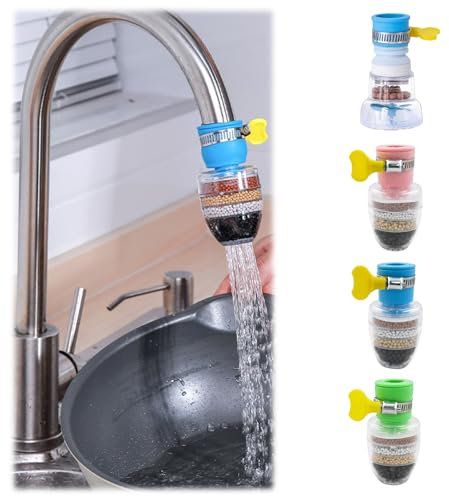 4pcs Water Filter Tap for Kitchen Faucet - 6-Stage Filtration Tap Filter with Universal Fit, Splash-Proof & Easy Install for Cleaner Drinking Water