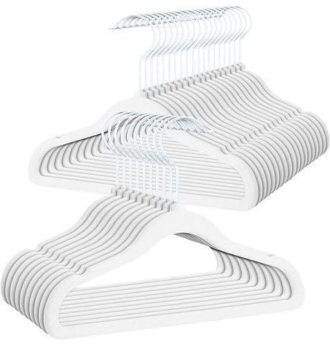 OGIVO Kleiderbügel Kinder Samt– 30er Set – Kinder Bügel aus Samt 30 cm – Samtkleiderbügel 360° drehbarer Haken - Kleiderbügel für Babys und Kleinkinder (Weiß)