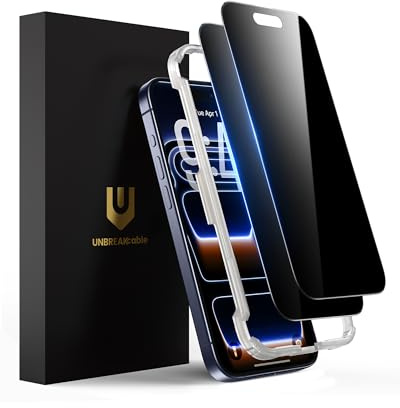 UNBREAKcable Panzer Sichtschutz Glas Kompatibel für iPhone 17 Pro (6,3 Zoll) Blickschutzfolie Privacy Screen mit Anti Spy, Kratzfest, Anti-Fingerprint und blasenfrei - 2 Stück