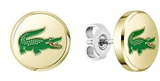 Lacoste Boucles D'oreilles Puces pour Homme Collection ARTHOR en Or Jaune avec un Crocodile Lacoste en Émail Vert - 2040498