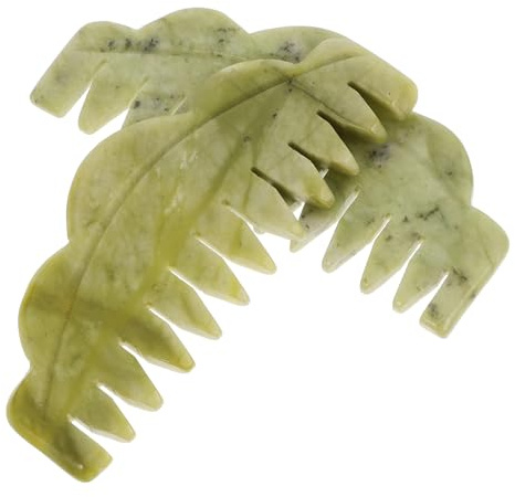 SAFIGLE Peines De Masaje De Jade Cabello 2 Unidades, Herramienta Antiestática y Lisa, Masaje Relajante Para Cuero Cabelludo, Para Cuidado Capilar Casa, Uso Diario, Mujeres