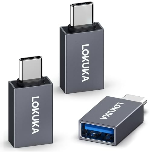 LOKUKA USB-C zu USB-A Adapter Set, 5 Gbit/s USB 3.0 OTG Adapter, 3er Pack, Kompatibel mit MacBook, Surface, Samsung, Grau