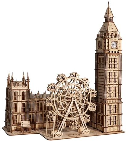 LUFEIS 3D Wooden Puzzle, Big Ben Model Building Kit with Real Clock, 306 Pieces 3D Jigsaw Puzzles for Teens & Adults, DIY Architecture Building Craft Kits for Wooden Crafts Enthusiasts