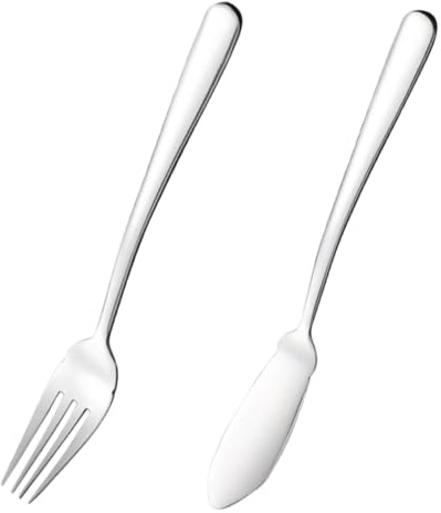 SOLUSTRE Edelstahl Fischbesteck Fischmesser Und Fischgabel Rostfrei Spülmaschinenfest Für Restaurant Und Zuhause Ergonomisch Design Praktische Küchenutensilien
