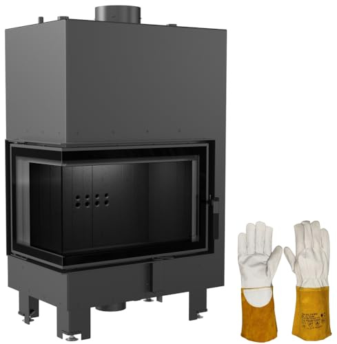KRATKI Wasserführender Kamineinsatz MBM 12kW Eck Links Ø180 BImSchV 2 Stahl | Wasserführender Kamineinsatz, schwarz, 85% Wirkungsgrad, raumluftunabhängig, für Zentralheizung, Ecodesign, EEK A+