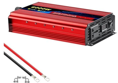 Transformateur Convertisseur Puissance Portable Prise Universelle Onduleur Sinusoïdal Pur DC 12 V/24 V vers AC 110 V/220 V 1600 W 2500 W 3500 W 4500 W 5000 W 6000 W(220V 60Hz,6000W 12V)