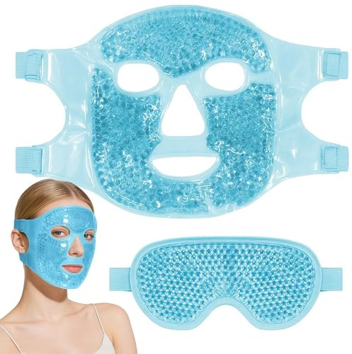 Masque Froid en Gel Réutilisable, Masque Visage pour réduire les gonflements, Réduit Les Cernes Et La Sécheresse Oculaire, Compresse Froide Ou Chaude Contre Les Maux De Tête, Hommes Et Femmes