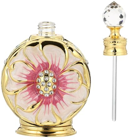 Boccetta Profumo da 12ml in Vetro Rosso, Design Rosa Creativa | Contenitore per Profumi e Oli Essenziali, Chiusura Ermetica, Stile Decorativo Chic, Formato da Viaggio