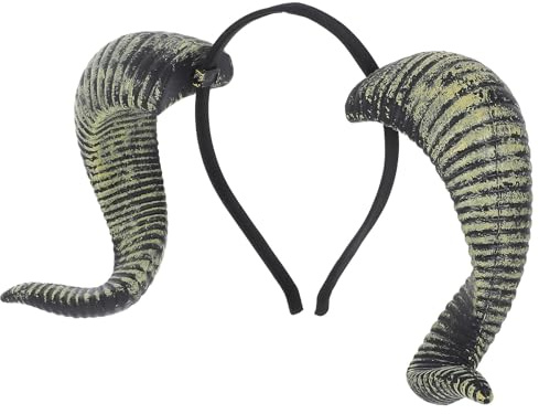 GRADENEVE Halloween Ram Horns Headband for Women and Men Pu Material Gothic Horn Headpiece Versatile Styling Hair Accessory for Party and Celebrations