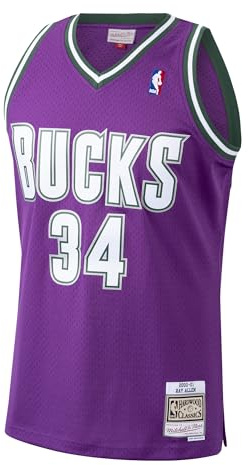 Mitchell & Ness NBA Hardwood Classics Milwaukee Bucks Trikot 2000–01 – Ray Allen #34 – Herren Swingman Jersey – Lila Grün