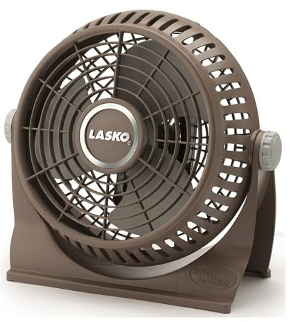 Lasko 505 Small Desk Fan with10-Inch Pivoting Head, Portable Electric Plug-In Table Fan Creates a Quiet Personal Cooling Breeze, Ideal for Travel, Bedroom, Dorm, and Office – Bronze