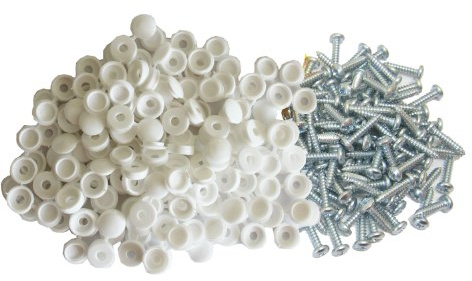 All Trade Direct 600 Pcs WHITE NUMBER PLATE CAPS SCREWS BOLTS NUTS FITTING FIX