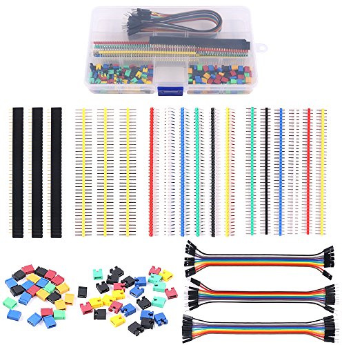 Glarks 248Pcs 40 Pin Breakaway Pin Headers and 2.54mm Circuit Board Jumper Caps with Breadboard Jumper Wire Ribbon Cables Connectors Assortment Set for Electronic Technology Arduino DIY
