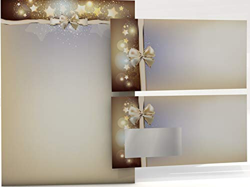 Weihnachtsbriefpapier Set | Sternen Nebel | 20 Blatt Motivpapier A4 | 20 Briefumschläge MIT FENSTER im DIN LANG-Format | Briefpapier Set