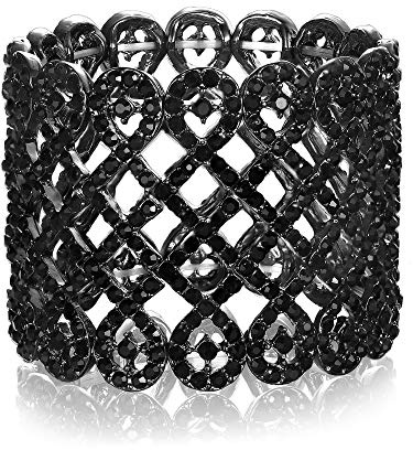 EVER FAITH Damen Armband österreichischer Kristall Art Deco Love Knot breites Braut-Stretcharmband Armreif Armkette