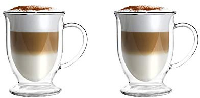 Vialli Design 2er-Set doppelwandige Gläser Amo 250 ml | Hält die richtige Temperatur aufrecht | Hitzebeständig | für Kaffee, Tee, Getränke
