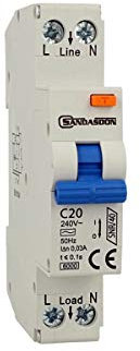 FI/LS Schalter, RCBO 1P+N C20 20A, Typ AC, Kurve C, 30mA, 6000A, Slim Lebensretter, 1 DIN-Modul, 2 Pole, 220V