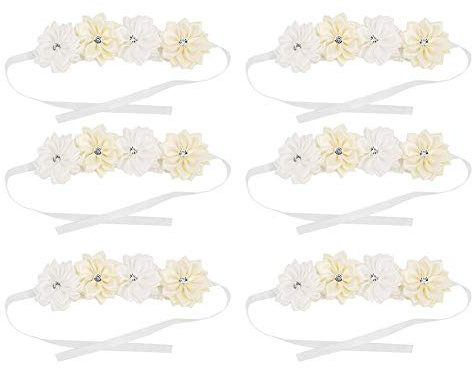 6 Stück Handgelenk Blume, Schöne Braut Brautjungfern Künstliche Blumen Handgelenk Armband, Dekoration Zubehör für Hochzeit Braut Brautjungfer Gäste Damen Party (Milchig Weiß)