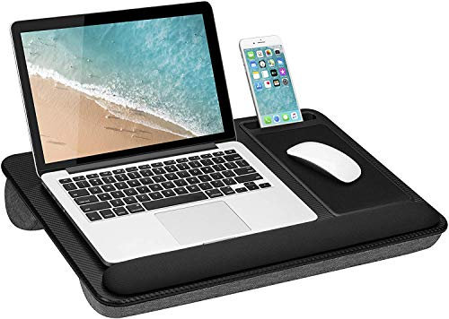SEFFO Deluxe-Laptop-Ständer für den Schoß, tragbares Tablett mit Kissen, integriertem Mauspad und Handgelenkauflage, bis zu 39,6 cm (15,6 Zoll)