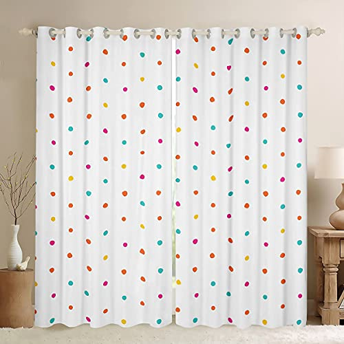 Kinderzimmer-Vorhänge, bunt, gepunktet, luxuriös, hypoallergen, für Kinder, Jungen, Mädchen, leichte Mikrofaser-Vorhänge, B 46 x L 54 cm