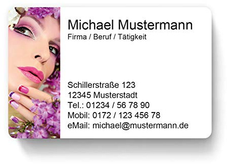 100 Visitenkarten, laminiert, 85 x 55 mm, inkl. Kartenspender - Kosmetik Nageldesign Maniküre