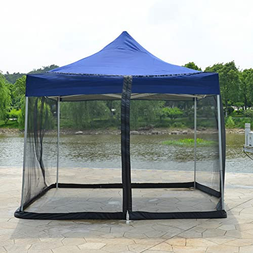 Zanzariera per ombrellone Zanzariera Universale per ombrellone a baldacchino con Porta con Cerniera Zanzariera in Rete di Poliestere per ombrellone Quadrato,Black-250x250x230cm