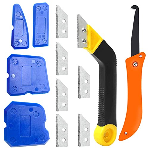 Mörtelentfernungs-Dichtungswerkzeug-Set, Robustes abgewinkeltes Fugenkratzwerkzeug, Fugensägemesser, 4-teiliges Silikon-Dichtungswerkzeug für die Fliesenreinigung